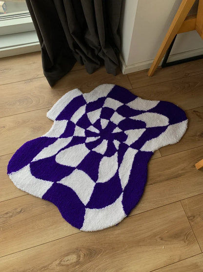 LSD Trippy Checkered Tufted Rug