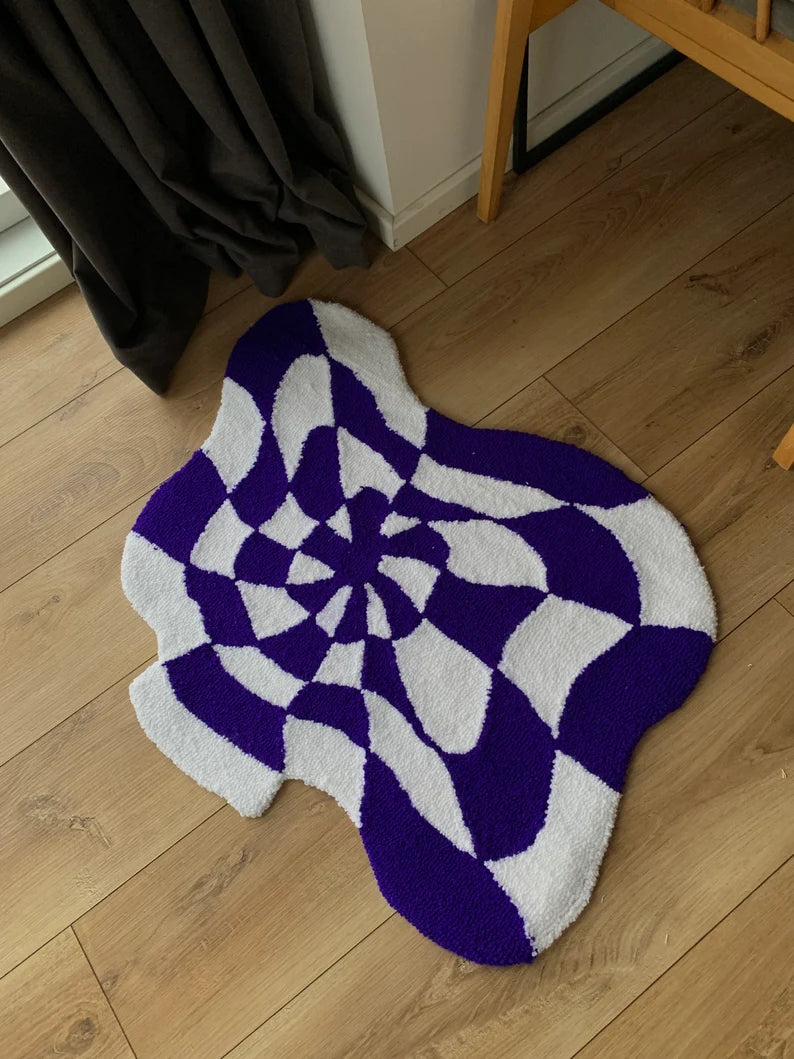 LSD Trippy Checkered Tufted Rug