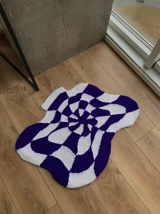 LSD Trippy Checkered Tufted Rug