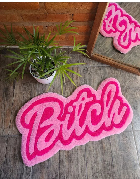 B!TCH Pink Tufted Rug