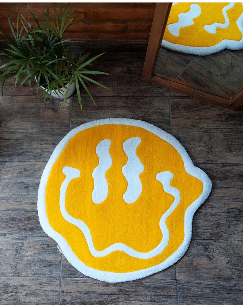 Trippy Yellow Smiley Face Tufted Rug – Tuff Tufts