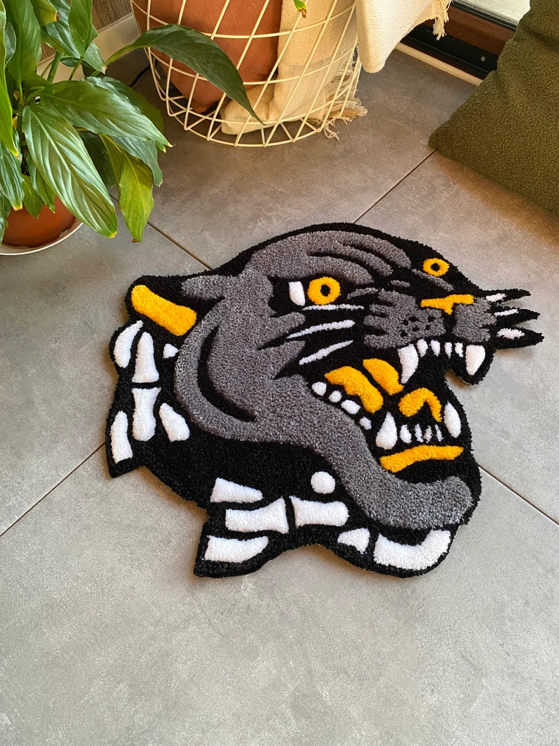 Panther Head Tufted Rug