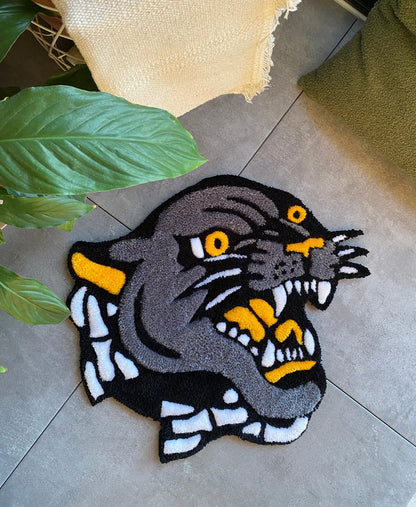 Panther Head Tufted Rug