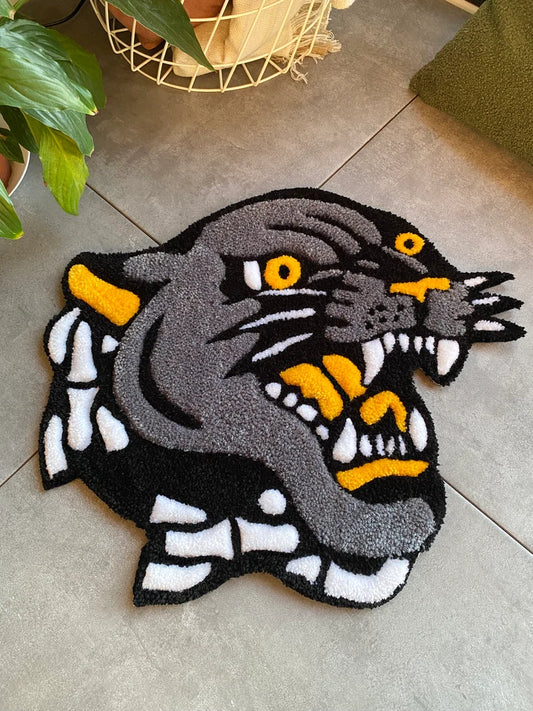 Panther Head Tufted Rug