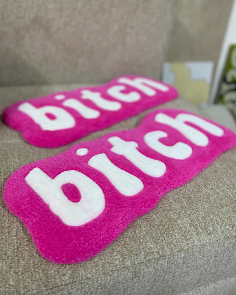 B!TCH Pink Tufted Rug