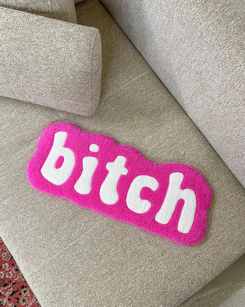 B!TCH Pink Tufted Rug