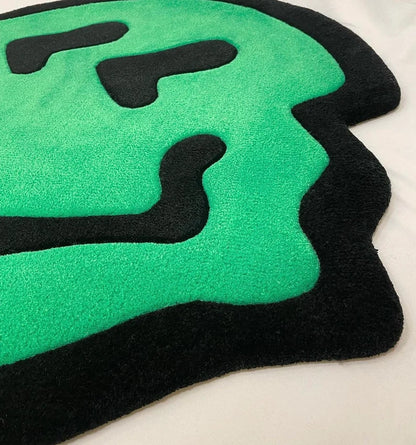 Trippy Green Smiley Face Tufted Rug