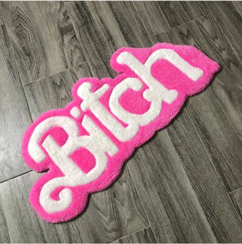 B!TCH Pink Tufted Rug