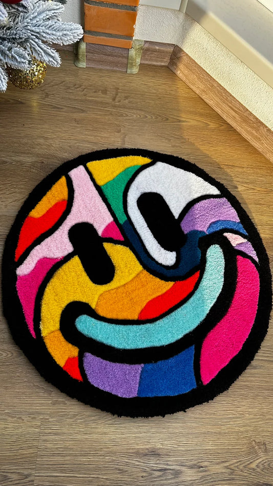 Rainbow Smiley Face Tufted Rug