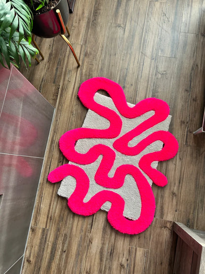 Abstract Pink Tufted Rug